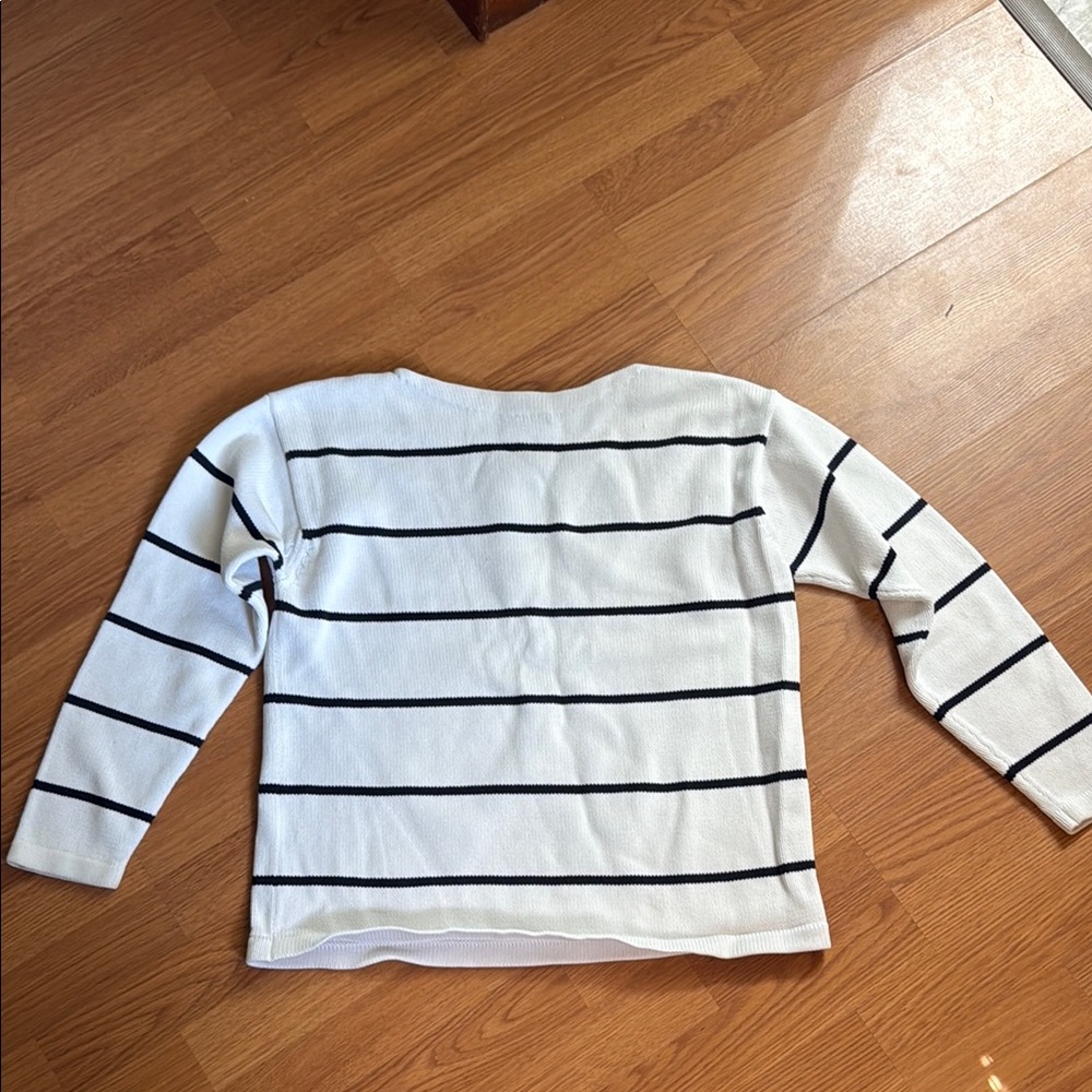 Lauren Ralph Lauren White and Black Crew Neck Sweater